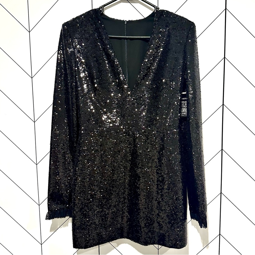 Philosophy di Lorenzo Serafini NWT Black Sequin Mini Dress | Size 42 (US 6–8)